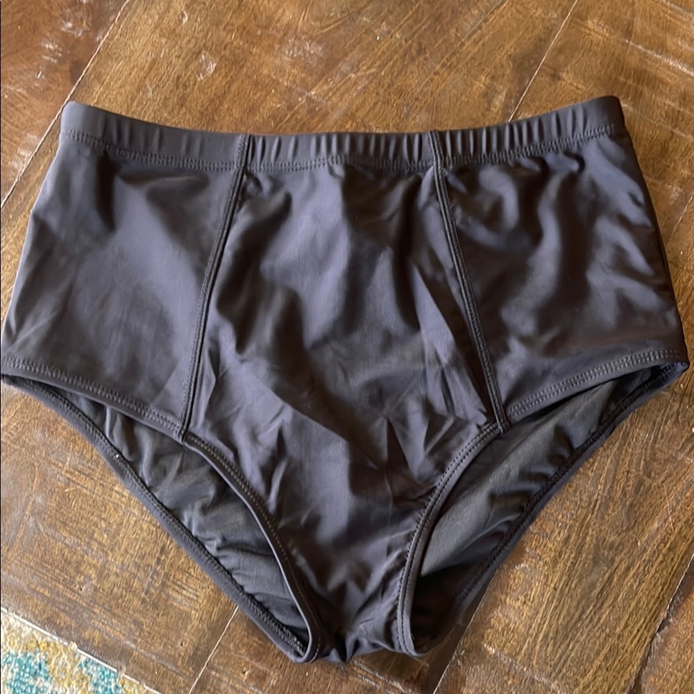 Black High-Waisted Swim Bottoms